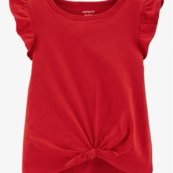 Carter's Red Short Sleeve Tee with Ruffle Detail and knot tie front size 4T - Picture 2 of 8
